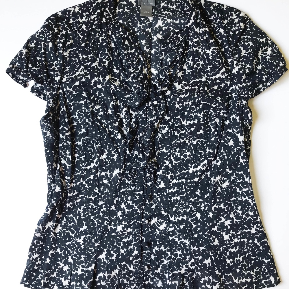 Ann Taylor Ruffled Floral Print Blouse